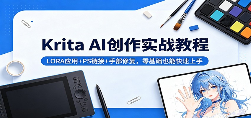 Krita AI创作实战教程：LORA应用+PS链接+手部修复，零基础也能快速上手-网创项目总站