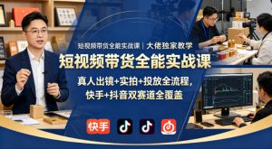 短视频带货全能实战课｜大佬独家教学，真人出镜+实拍+投放全流程，快手+抖音双赛道全覆盖-网创项目总站