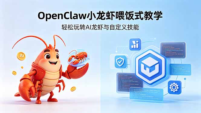 不用懂技术！OpenClaw小龙虾喂饭式教学，轻松玩转AI龙虾与自定义技能-网创项目总站