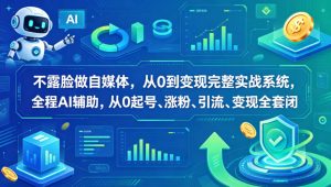 不露脸做自媒体，从0到变现完整实战系统，全程AI辅助，从0起号、涨粉、引流、变现全套闭环-网创项目总站
