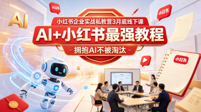 小红书企业实战私教营3月底线下课，AI+小红书最强教程，拥抱AI不被淘汰-网创项目总站