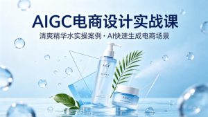AIGC电商设计实战课，以清爽精华水为实操案例，教你用AI快速生成电商场景-网创项目总站
