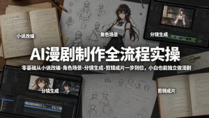 AI漫剧制作全流程实操，零基础从小说改编-角色场景-分镜生成-剪辑成片一步到位，小白也能独立做漫剧-网创项目总站