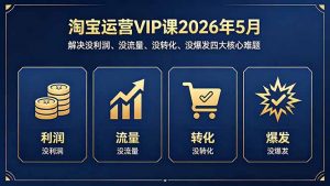 淘宝运营VIP课2026年5月：解决没利润、没流量、没转化、没爆发四大核心难题-网创项目总站