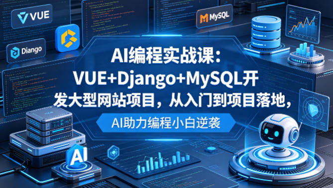 AI编程实战课：VUE+Django+MySQL开发大型网站项目，从入门到项目落地，AI助力编程小白逆袭-网创项目总站