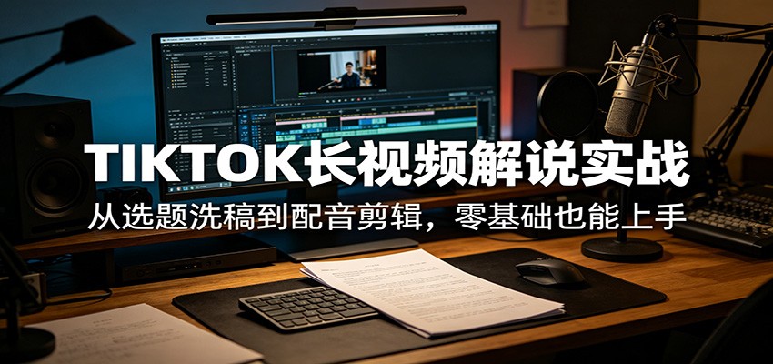 TIKTOK长视频解说实战：从选题洗稿到配音剪辑，零基础也能上手-网创项目总站