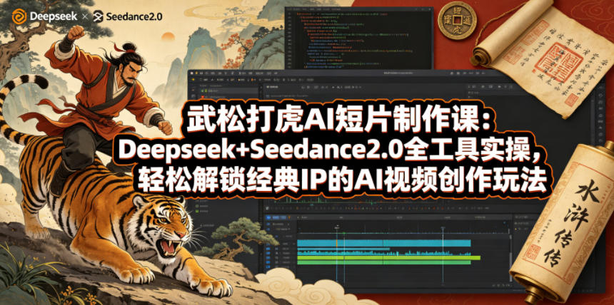 武松打虎AI短片制作课：Deepseek+Seedance2.0全工具实操，轻松解锁经典IP的AI视频创作玩法-网创项目总站
