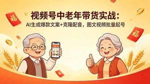 视频号中老年带货实战：AI生成爆款文案+克隆配音，图文视频批量起号-网创项目总站