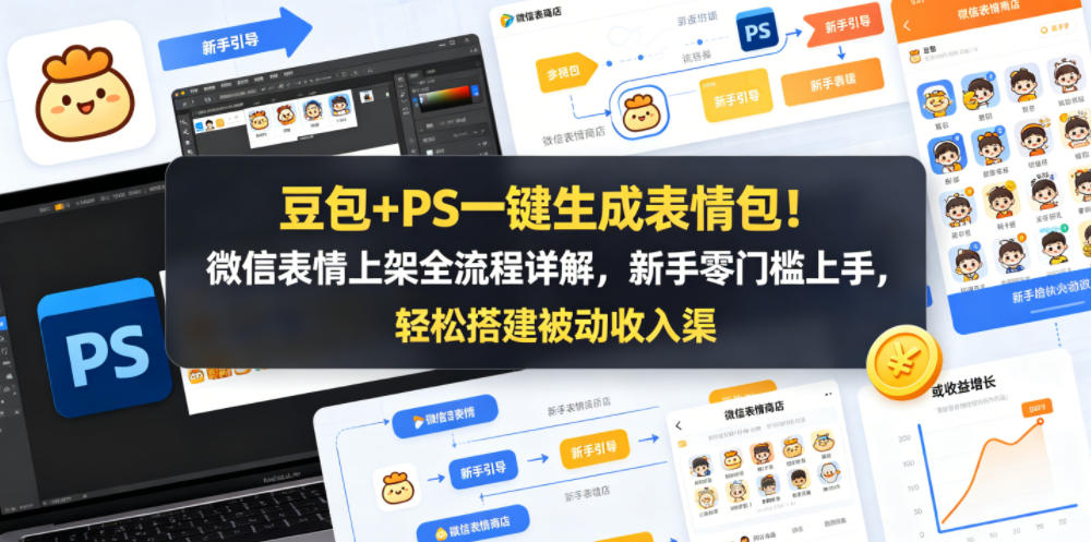 豆包+PS一键生成表情包！微信表情上架全流程详解，新手零门槛上手，轻松搭建被动收入渠道-网创项目总站