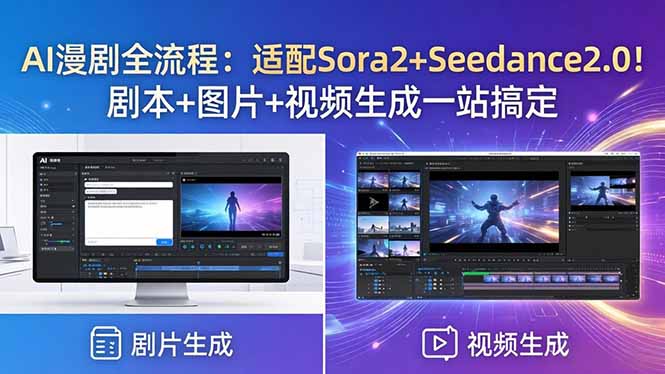 AI漫剧全流程：适配Sora2+Seedance2.0！剧本+图片+视频生成一站搞定-网创项目总站