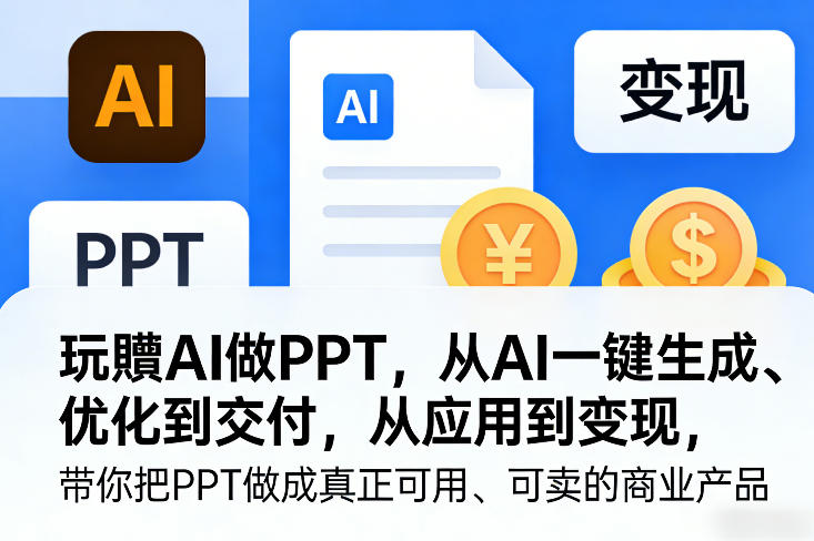 玩賺AI做PPT，从AI一键生成、优化到交付，从应用到变现，带你把PPT做成真正可用、可卖的商业产品(更新0513)-网创项目总站