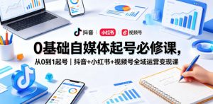 0基础自媒体起号必修课，从0到1起号｜抖音+小红书+视频号全域运营变现课-网创项目总站