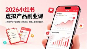 2026小红书虚拟产品副业课，AI原创产品+笔记流量+投流放大，普通人也能稳定变现-网创项目总站