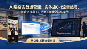 AI爆店实战运营课：实体店0-1流量起号，同城短视频+AI文案+直播全链路实战-网创项目总站