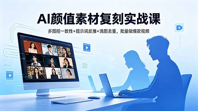 AI颜值素材复刻实战课，多图控一致性+提示词反推+洗图去重，批量做爆款视频-网创项目总站