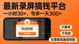 最新录屏搞钱平台！无需复杂操作，简单录屏就能賺米，一小时稳入30+，多号操作一天轻松突破300+【揭秘】-网创项目总站