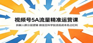 视频号5A流量精准运营课：拆解人群分层逻辑，微信豆科学投流低成本抢占红利-网创项目总站