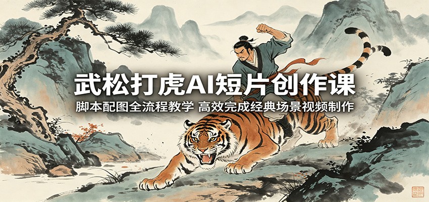 武松打虎AI短片创作课：脚本配图全流程教学，高效完成经典场景视频制作-网创项目总站