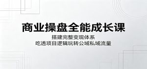 商业操盘全能成长课：搭建完整变现体系，吃透项目逻辑玩转公域私域流量-网创项目总站
