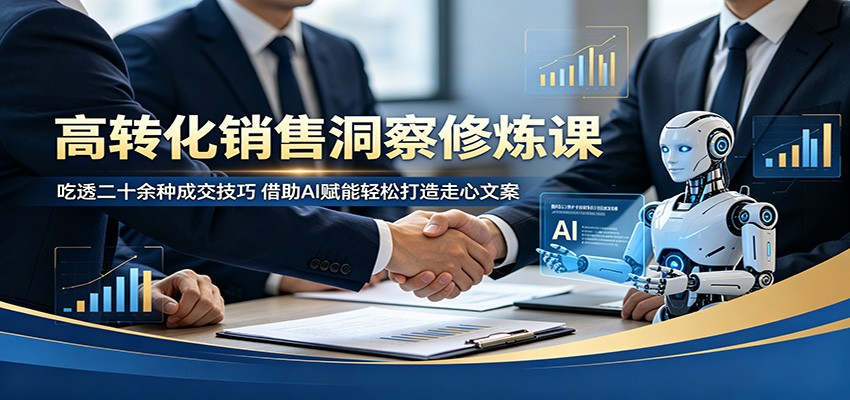高转化销售洞察修炼课：吃透二十余种成交技巧，借助AI赋能轻松打造走心文案-网创项目总站