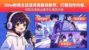 30w粉博主动漫另类解说教学，打破创作内卷，同款动漫做出差异化爆款内容-网创项目总站
