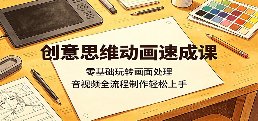 创意思维动画速成课：零基础玩转画面处理，音视频全流程制作轻松上手-网创项目总站