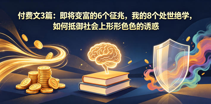 付费文3篇：即将变富的6个征兆，我的8个处世绝学，如何抵御社会上形形色色的诱惑-网创项目总站