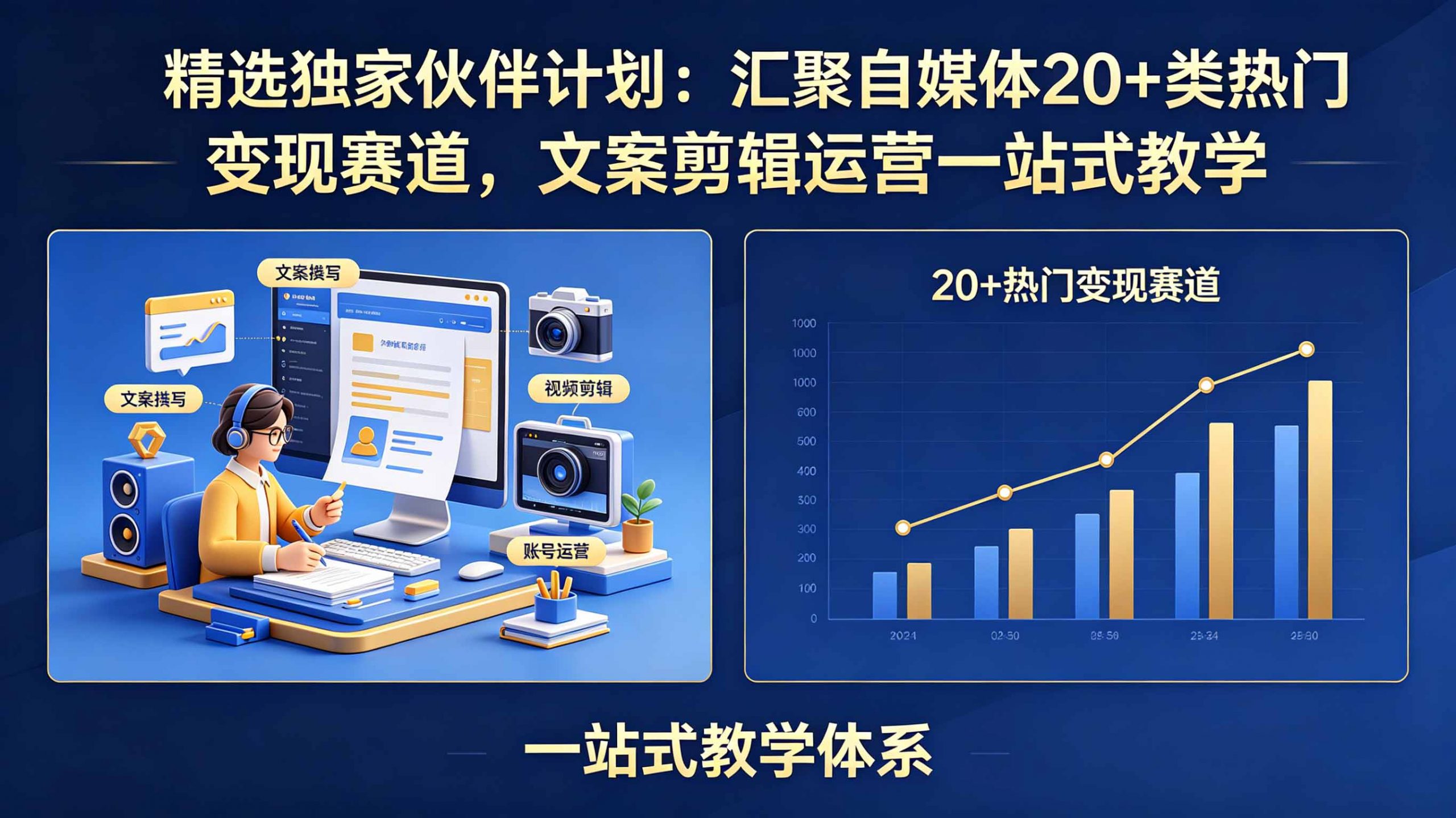 精选独家伙伴计划:汇聚自媒体20+类热门变现赛道,文案剪辑运营一站式教学-网创项目总站