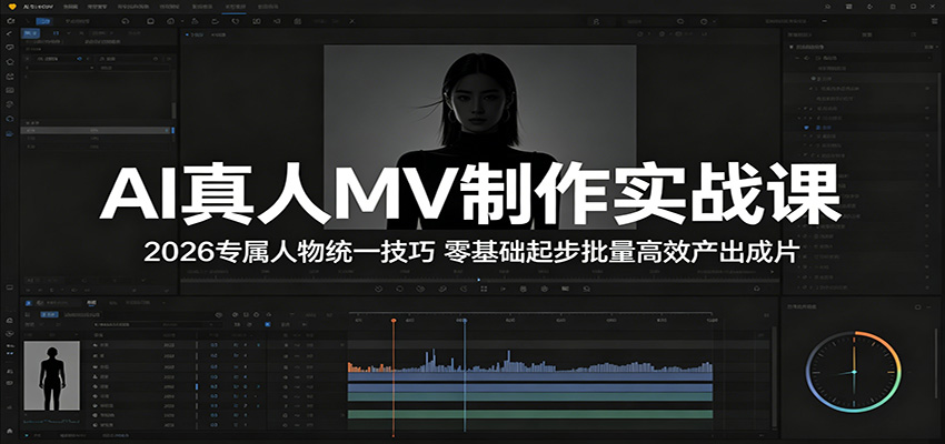 AI真人MV制作实战课：2026专属人物统一技巧，零基础起步批量高效产出成片-网创项目总站