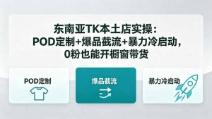 东南亚TK本土店实操-5月更新：POD定制+爆品截流+暴力冷启动，0粉也能开橱窗带货-网创项目总站