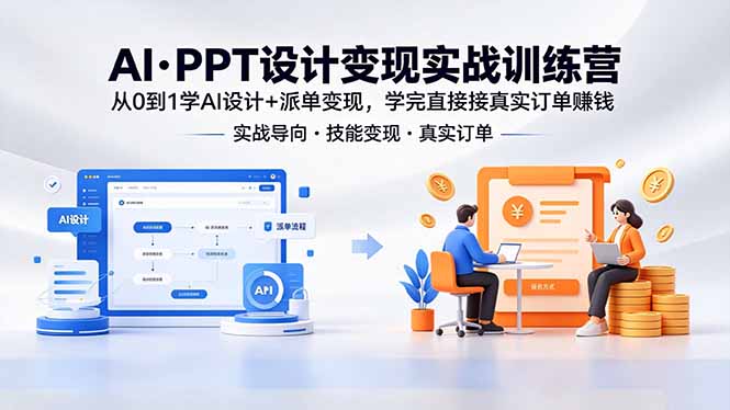 AI·PPT设计变现实战训练营，从0到1学AI设计+派单变现，学完直接接真实订单赚钱-网创项目总站