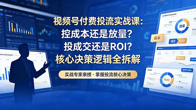 视频号付费投流实战课-5月：控成本还是放量？投成交还是ROI？核心决策逻辑全拆解-网创项目总站