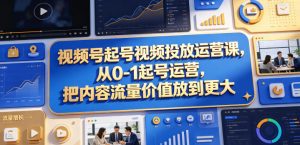 视频号起号视频投放运营课，从0-1起号运营，把内容流量价值放到更大-网创项目总站