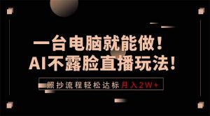 一台电脑就能做！AI不露脸直播玩法，照抄流程轻松达标月入2W+-网创项目总站