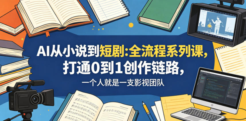 AI从小说到短剧全流程系列课，打通0到1创作链路，一个人就是一支影视团队-网创项目总站