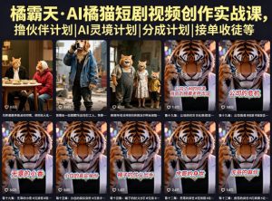 橘霸天·AI橘猫短剧视频创作实战课，撸伙伴计划|AI灵境计划|分成计划|接单收徒等-网创项目总站