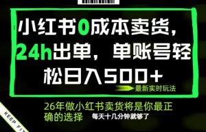 小红书0成本AI卖货，24小时出单，全流程托管，保底日入500+，每天十几分钟就够了【揭秘】-网创项目总站