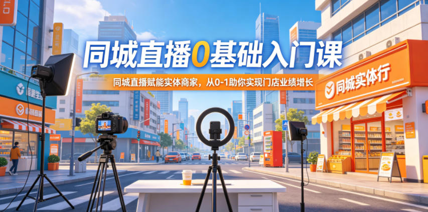 同城直播0基础入门课，同城直播赋能实体商家，从0-1助你实现门店业绩增长-网创项目总站