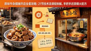 原味牛杂摆摊开店全套攻略：21节技术流课程拆解，手把手还原爆火配方-网创项目总站