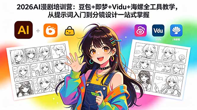 2026AI漫剧培训营：豆包+即梦+Vidu+海螺全工具教学，从提示词入门到分镜设计一站式掌握-网创项目总站