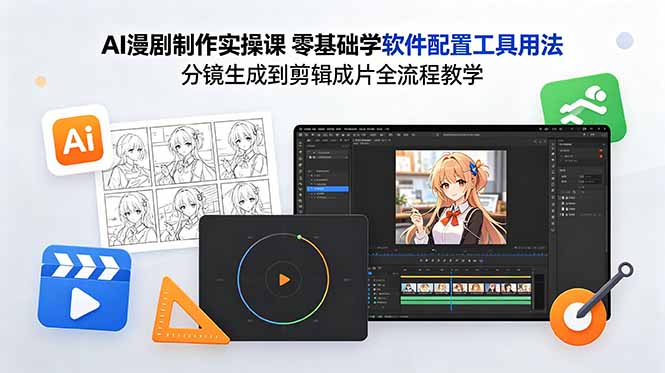 AI漫剧制作实操课 零基础学软件配置工具用法 分镜生成到剪辑成片全流程教学-网创项目总站