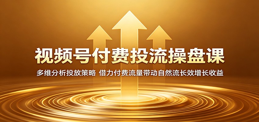 视频号付费投流操盘课：多维分析投放策略，借力付费流量带动自然流长效增长收益-网创项目总站