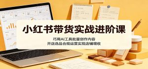 小红书带货实战进阶课：巧用AI工具批量创作内容，开店选品合规运营实现店铺增收-网创项目总站