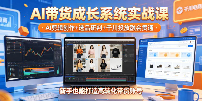 AI带货成长系统实战课，AI剪辑创作+选品研判+千川投放融会贯通，新手也能打造高转化带货账号(更新2026年)-网创项目总站
