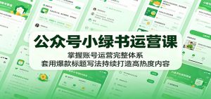 公众号小绿书运营课：掌握账号运营完整体系，套用爆款标题写法持续打造高热度内容-网创项目总站