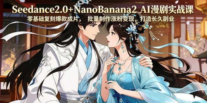 Seedance2.0+NanoBanana2 AI漫剧实战课，零基础复刻爆款成片涨粉变现，打造长久副业收益-网创项目总站