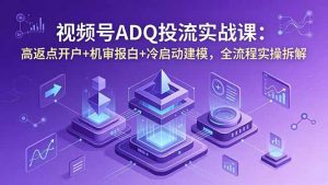 视频号ADQ投流实战课:高返点开户+机审报白+冷启动建模,全流程实操拆解-网创项目总站