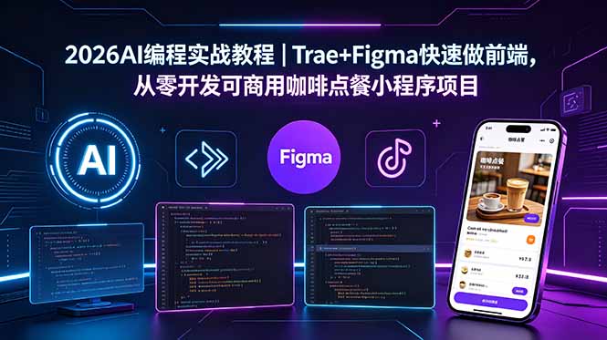 2026AI编程实战教程｜Trae+Figma快速做前端，从零开发可商用咖啡点餐小程序项目-网创项目总站