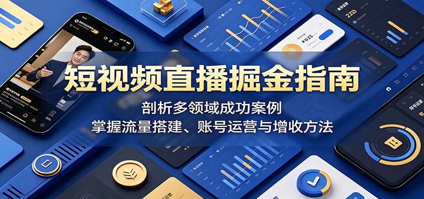 短视频直播掘金指南：剖析多领域成功案例，掌握流量搭建、账号运营与增收方法-网创项目总站