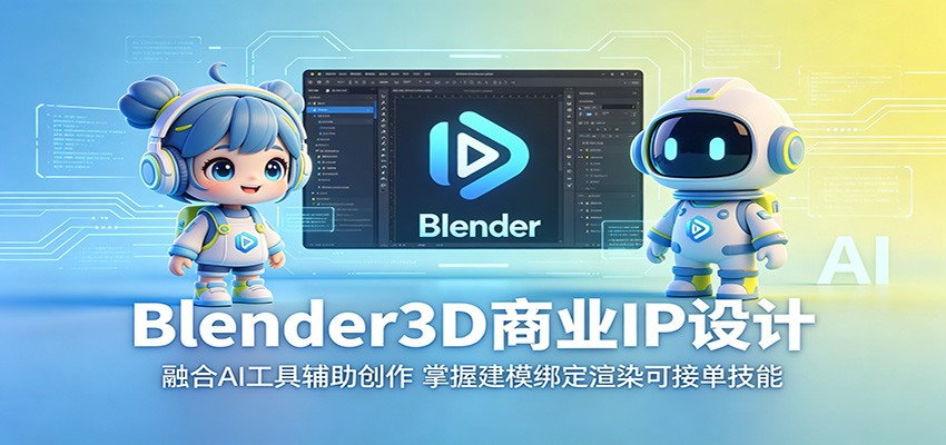 Blender3D商业IP设计：融合AI工具辅助创作，掌握建模绑定渲染可接单技能-网创项目总站